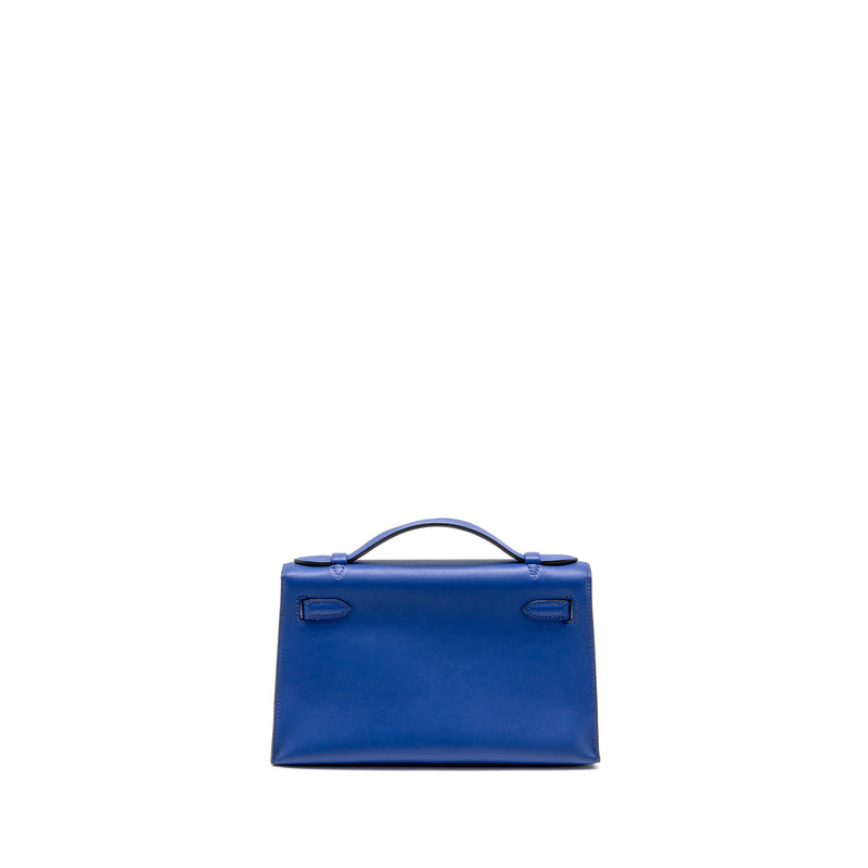 Hermes Kelly Pochette Swift Blue Electric SHW Stamp C