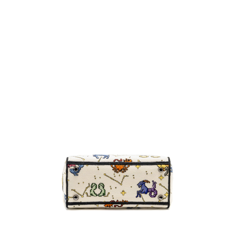 Dior Medium Lady D-lite Bag Pixel Zodiac Embroidery Canvas Multicolour Black hardware