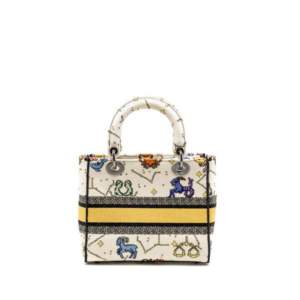 Dior Medium Lady D-lite Bag Pixel Zodiac Embroidery Canvas Multicolour Black hardware