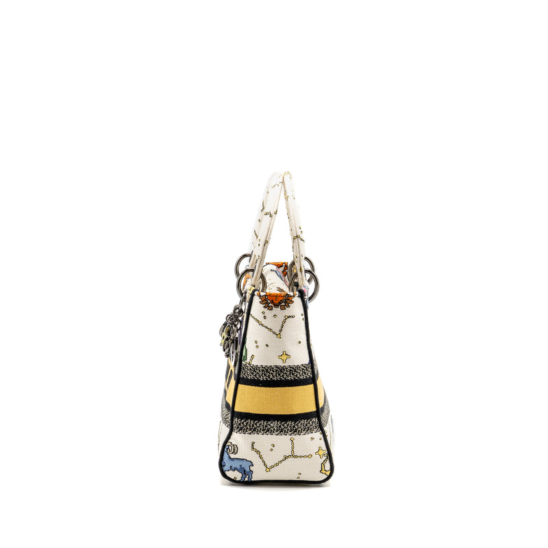 Dior Medium Lady D-lite Bag Pixel Zodiac Embroidery Canvas Multicolour Black hardware