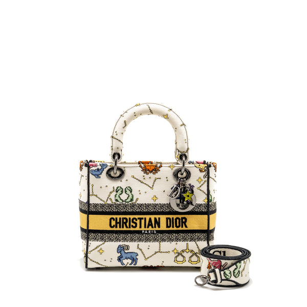 Dior Medium Lady D-lite Bag Pixel Zodiac Embroidery Canvas Multicolour Black hardware