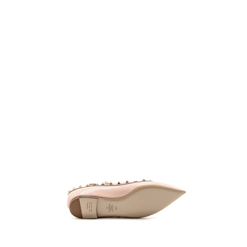 Valentino Size 38.5 Rockstud Caged Ballerina Flat Patent/Napa Leather Rose Quartz SHW