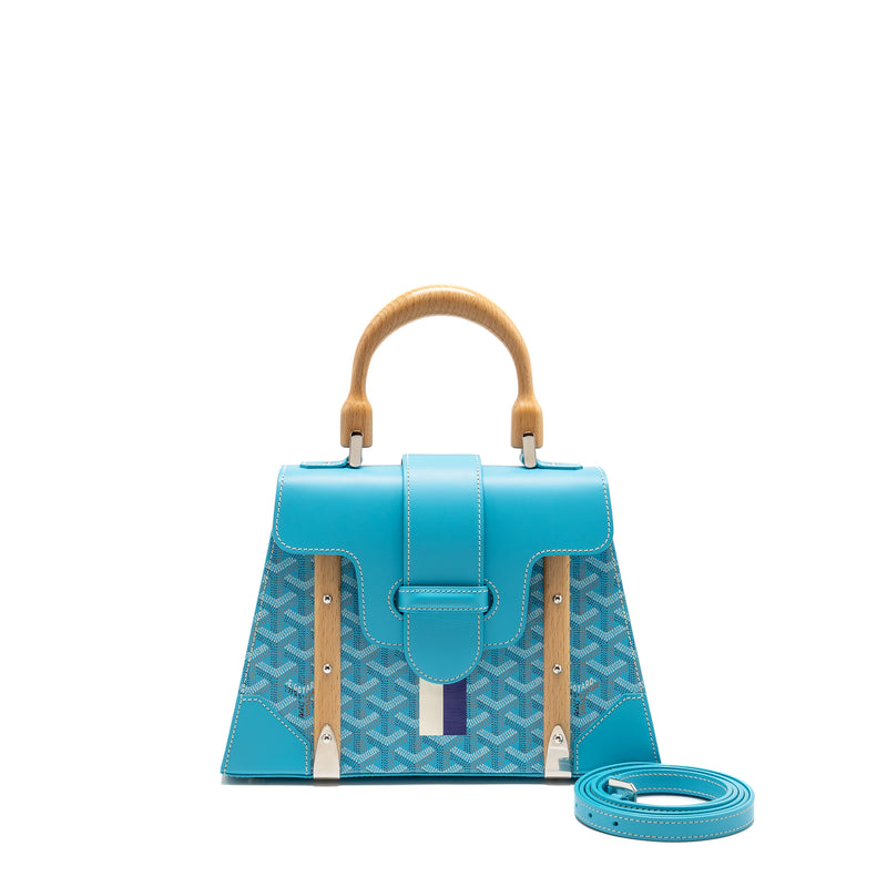Goyard Saigon PM Bag Limited Edition Goyardine Canvas/Calfskin Blue SHW
