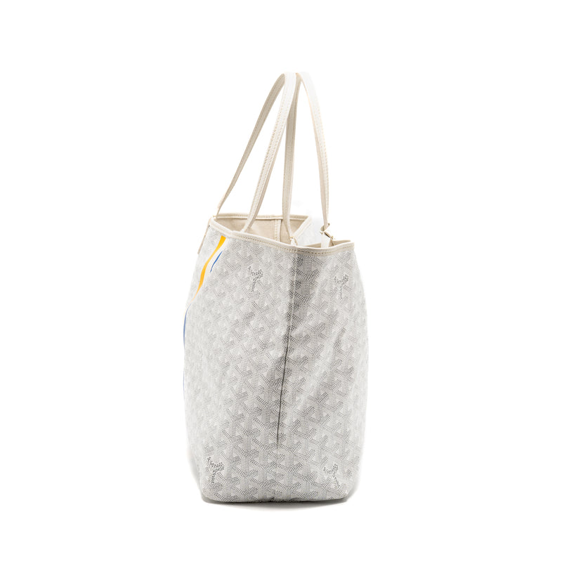 Goyard Saint Louis PM Tote Limited Edition Goyardine Canvas/Calfskin White/Blue/Yellow SHW