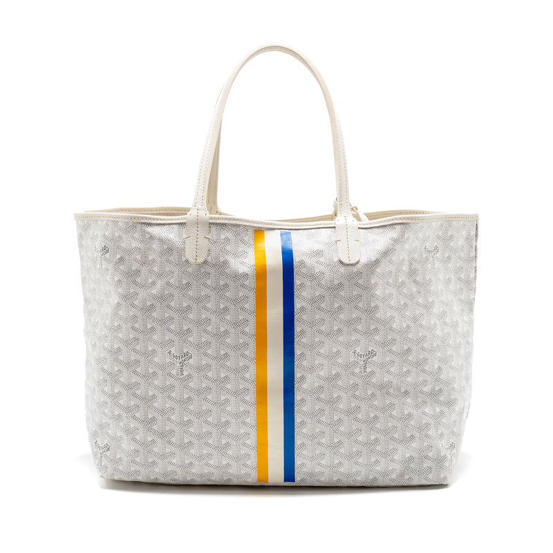 Goyard Saint Louis PM Tote Limited Edition Goyardine Canvas/Calfskin White/Blue/Yellow SHW