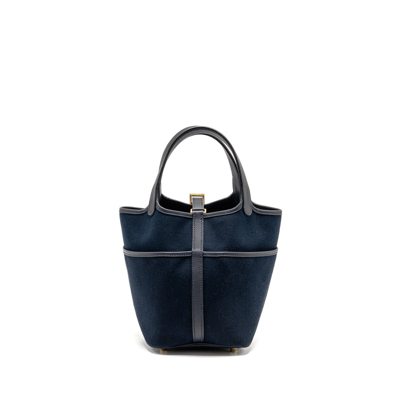 Hermes Cargo Picotin 18 Lock Bag Canvas/Swift Bleu Marine/Black GHW Stamp U