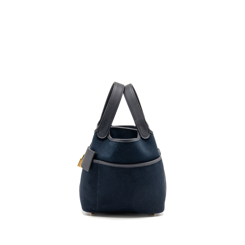 Hermes Cargo Picotin 18 Lock Bag Canvas/Swift Bleu Marine/Black GHW Stamp U