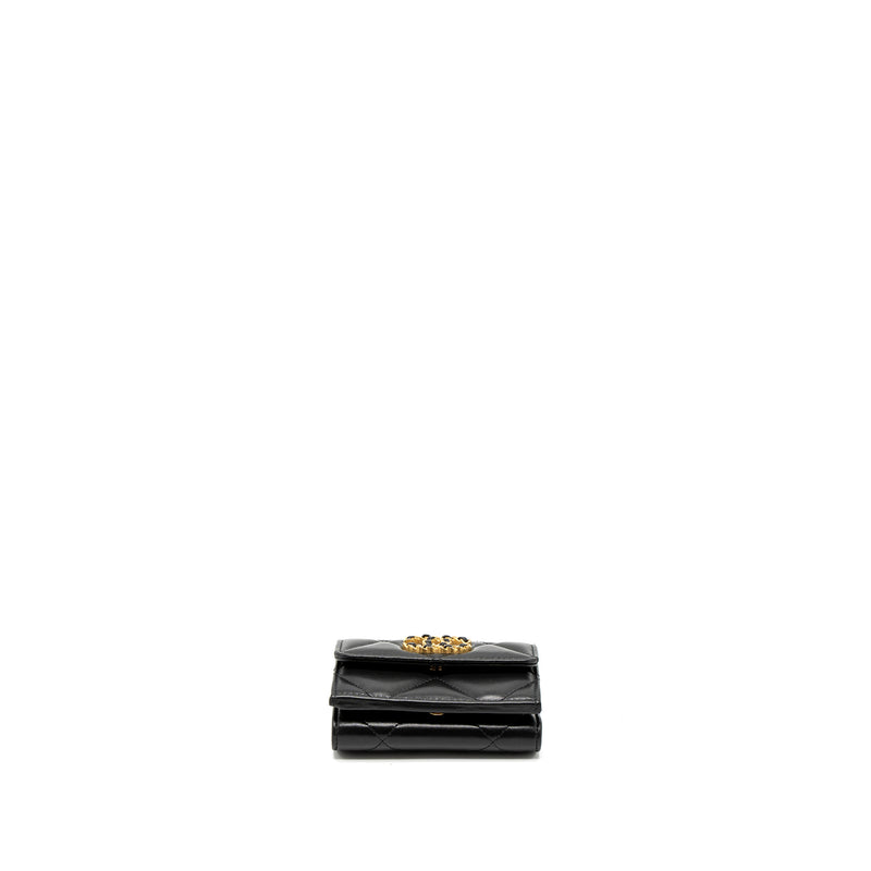 Chanel 19 Flap Compact Wallet Lambskin Black GHW (Microchip)