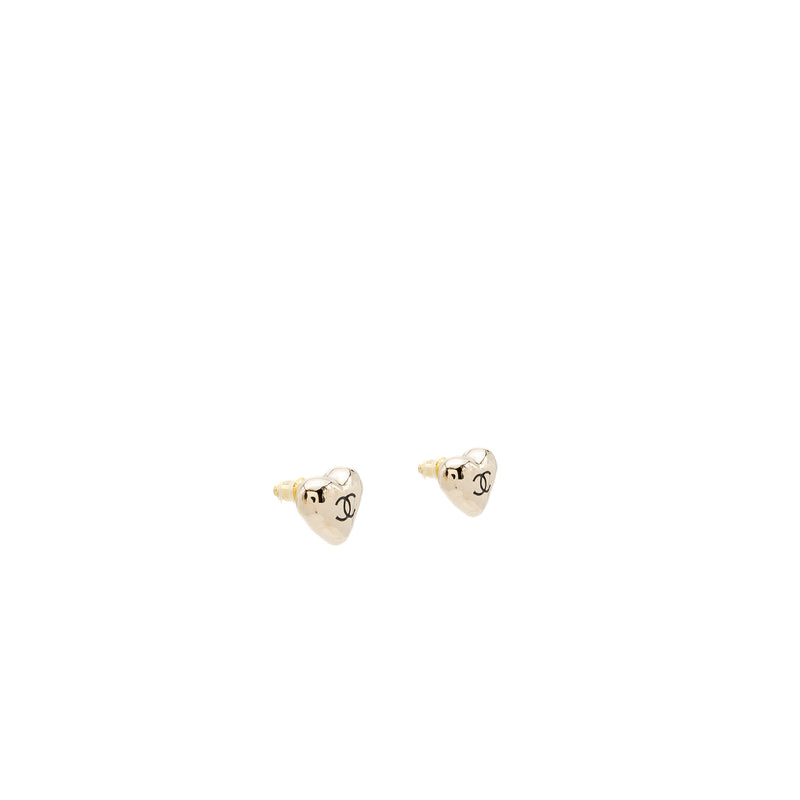 Chanel 22C heart earrings light gold tone