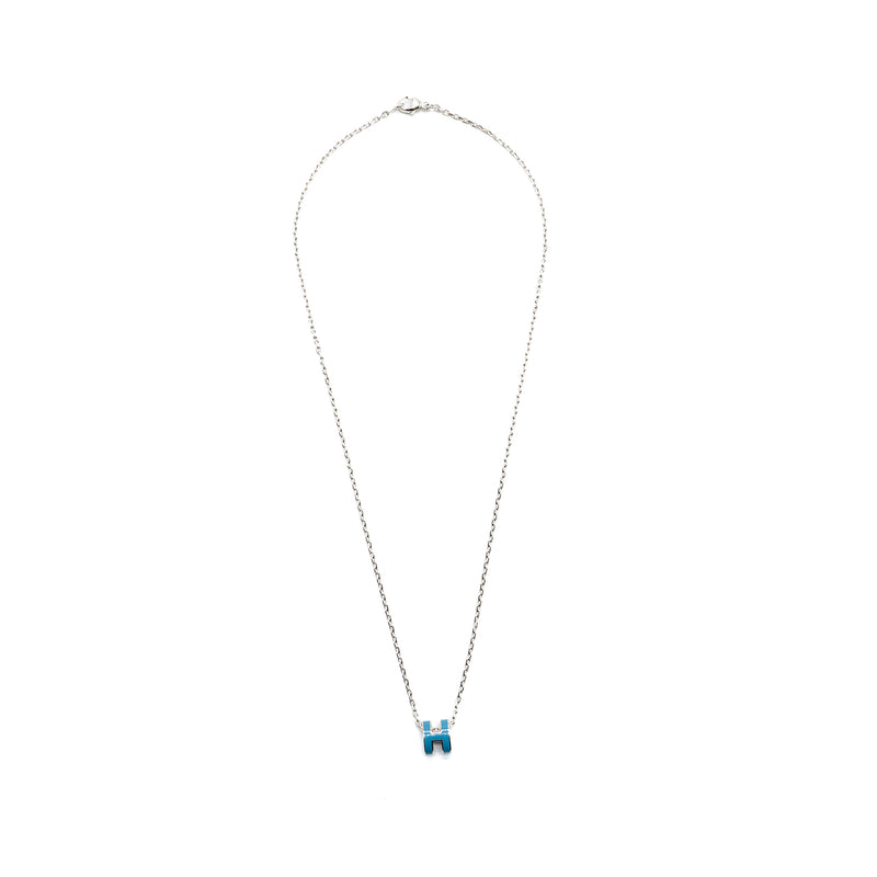 Hermes Mini Pop H Pendant Blue Jean SHW