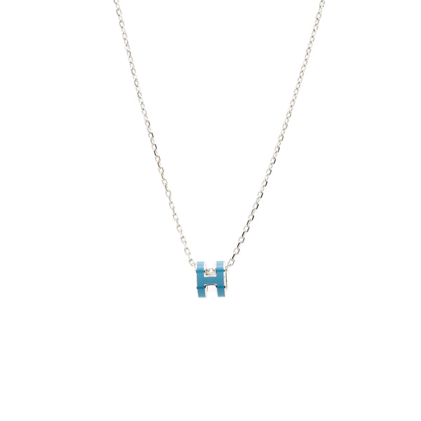 Hermes Mini Pop H Pendant Blue Jean SHW
