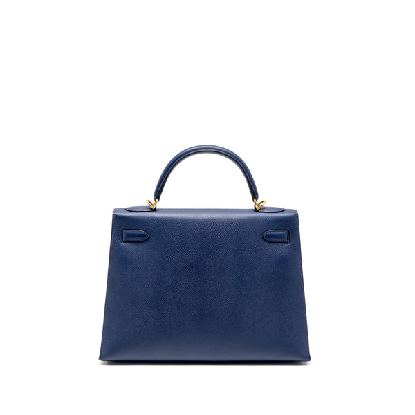 Hermes kelly 32 epsom blue sapphire GHW stamp X