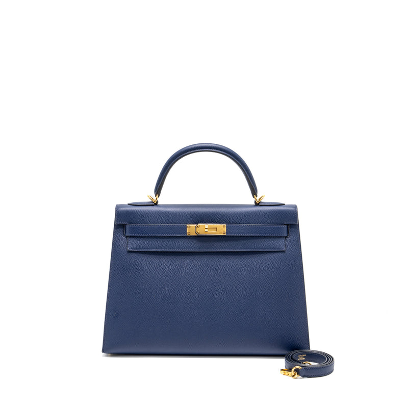 Hermes kelly 32 epsom blue sapphire GHW stamp X