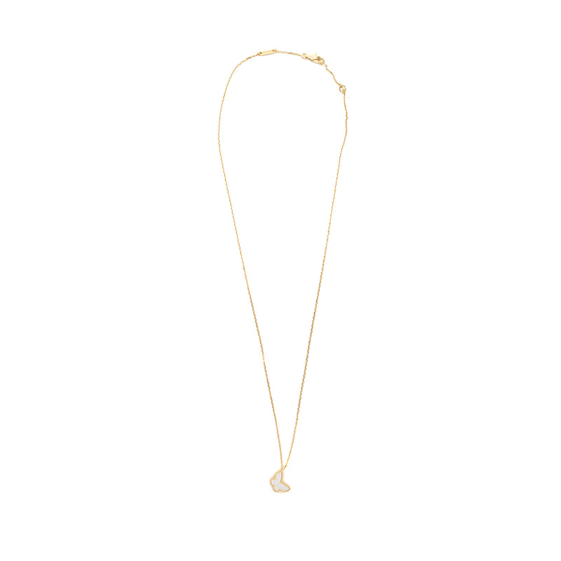 Van Cleef & Arpels Sweet Alhambra Butterfly Pendant Mother Of Pearl Yellow Gold