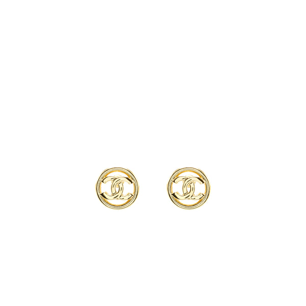 Chanel round CC Logo earrings GHW