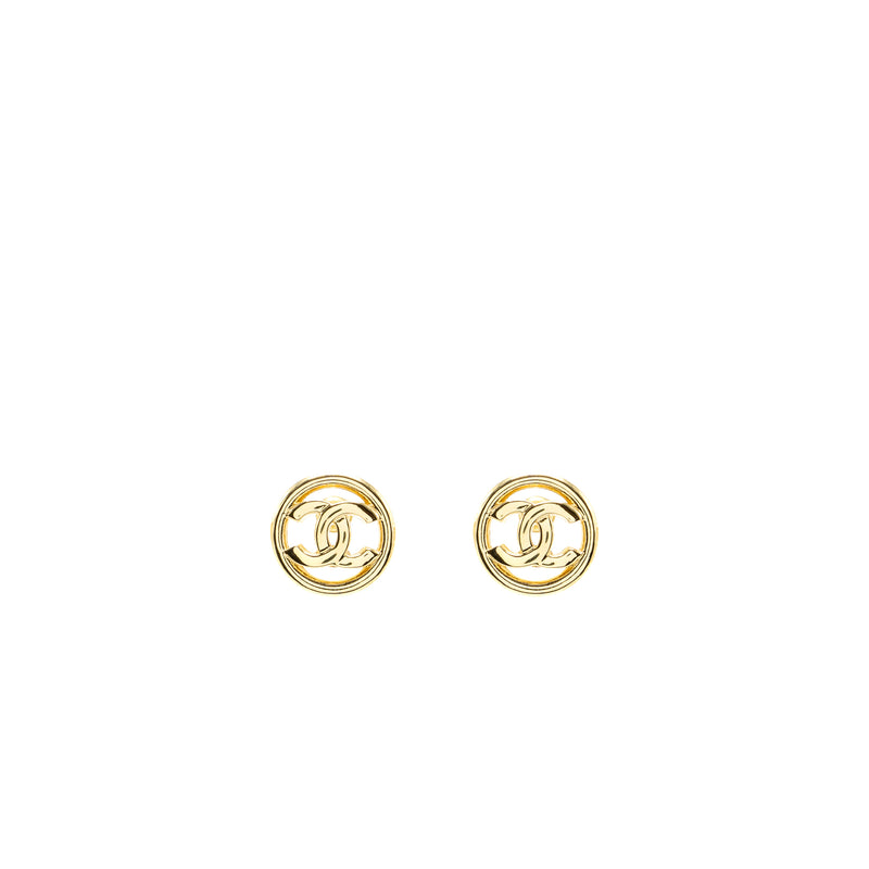 Chanel round CC Logo earrings GHW