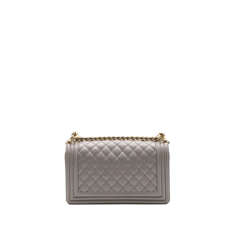 Chanel Medium Boy Bag Caviar Light Grey LGHW