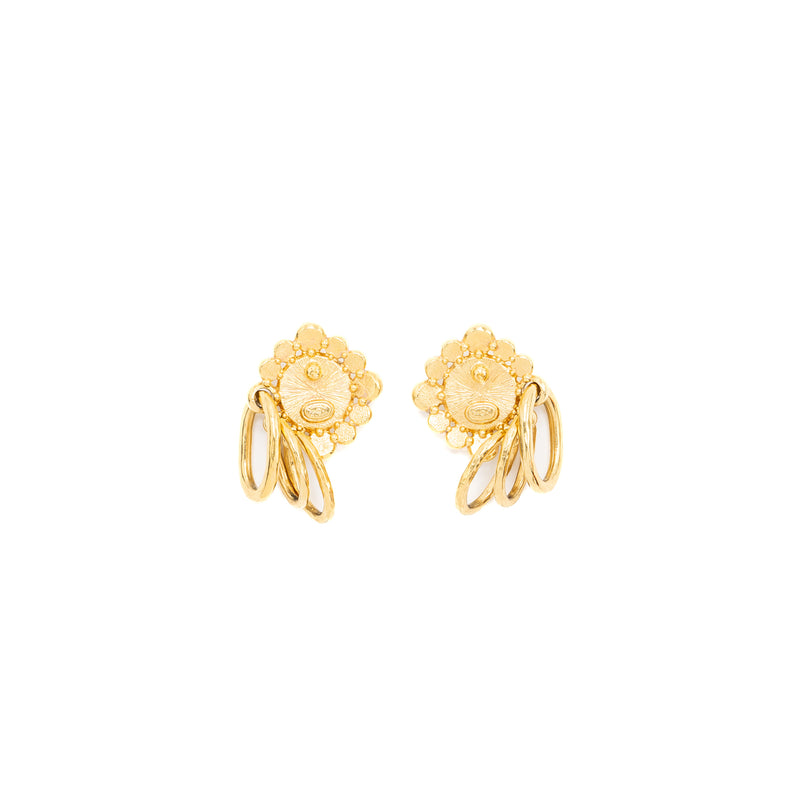 Chanel quilt earrings with cc logo and pearl gold tone
