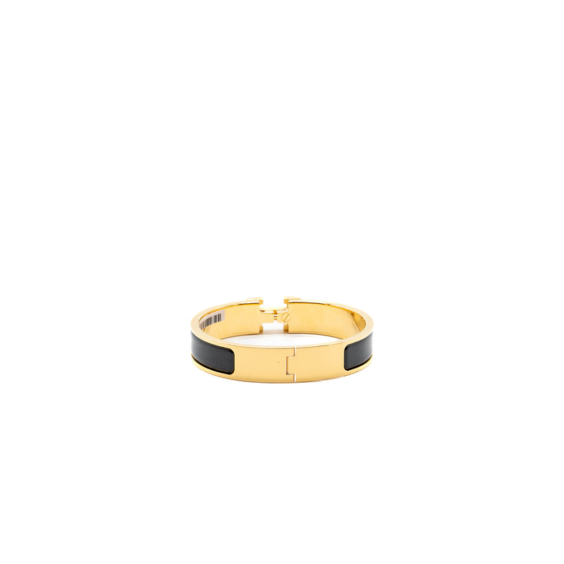 Hermes size pm clic h bracelet black GHW
