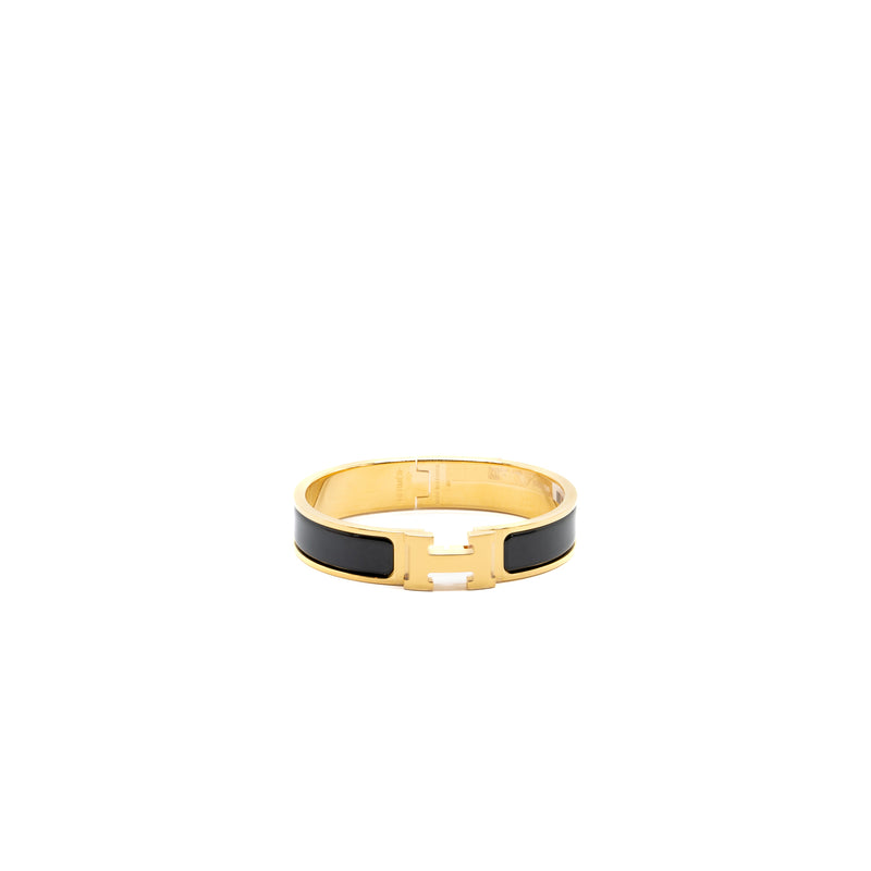 Hermes size pm clic h bracelet black GHW