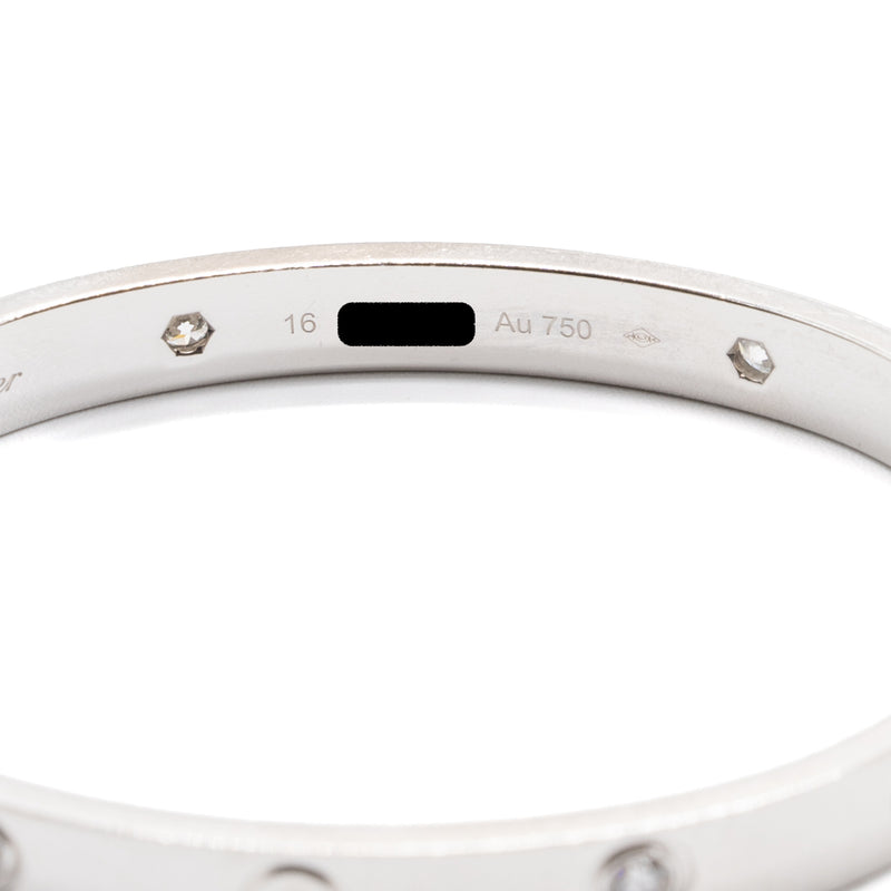 Cartier Size 16 Love Bracelet White Gold With 4 Diamonds