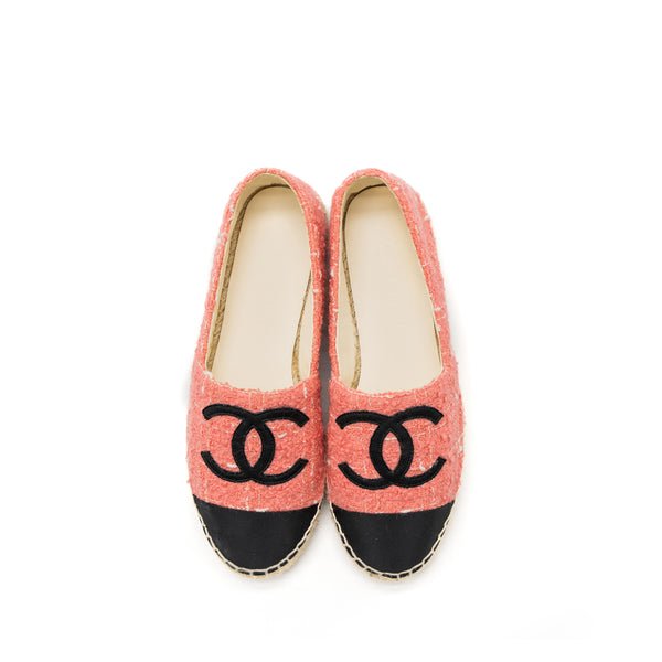 Chanel Size 35 Espadrilles Cotton/Tweed Pink/Black
