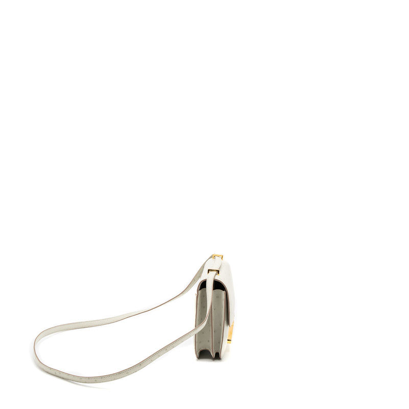 Hermes Mini Constance Ostrich Gris Perle GHW Stamp Z