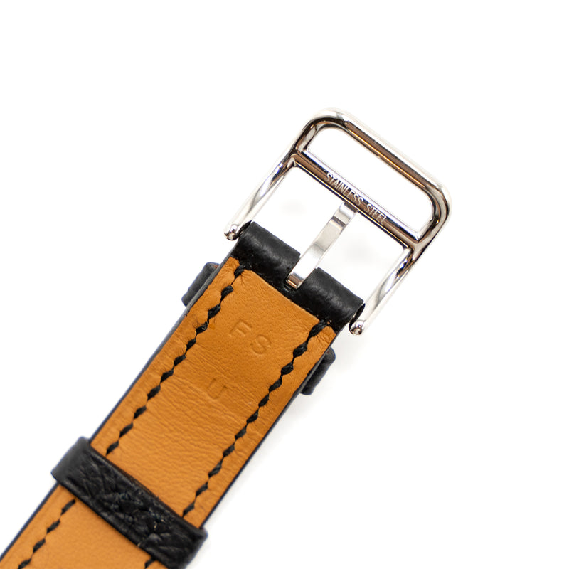 Hermes Heure H Steel Watch, Small Model, 25MM with Epsom Black Strap