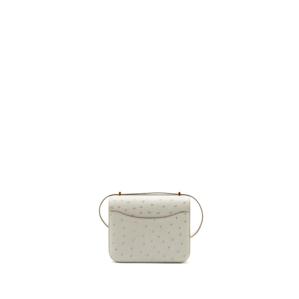 Hermes Mini Constance Ostrich Gris Perle GHW Stamp Z