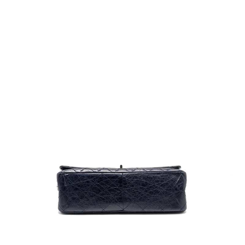 Chanel Maxi 2.55 Reissue flap bag aged calfskin dark blue ruthenium hardware