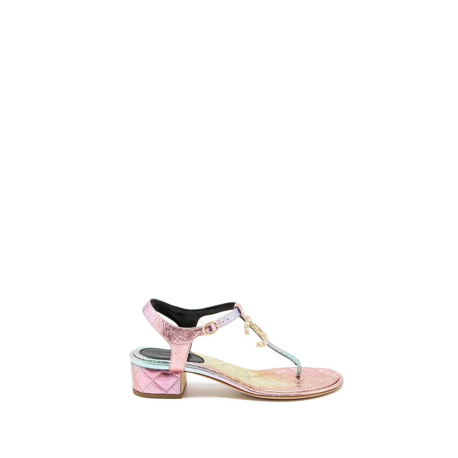 ✴CHANEL ✴超美品✨ サテンミュール Chanel Women's White Leather Sandal with Silver Studded Logo