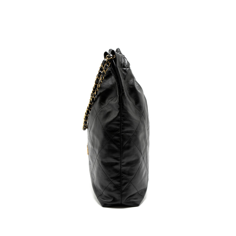 Chanel Large 22 Bag Shiny Calfskin Black GHW (Microchip)