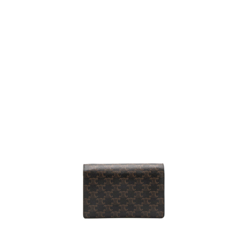 WALLET ON STRAP IN TRIOMPHE CANVAS AND SMOOTH LAMBSKIN - TAN