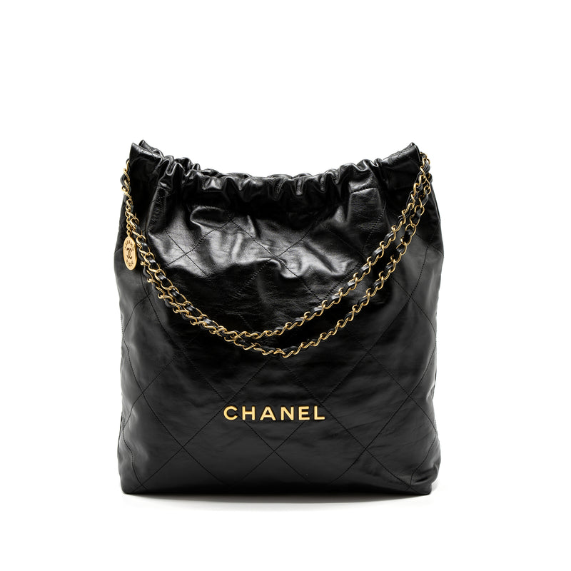 Chanel Large 22 Bag Shiny Calfskin Black GHW (Microchip)