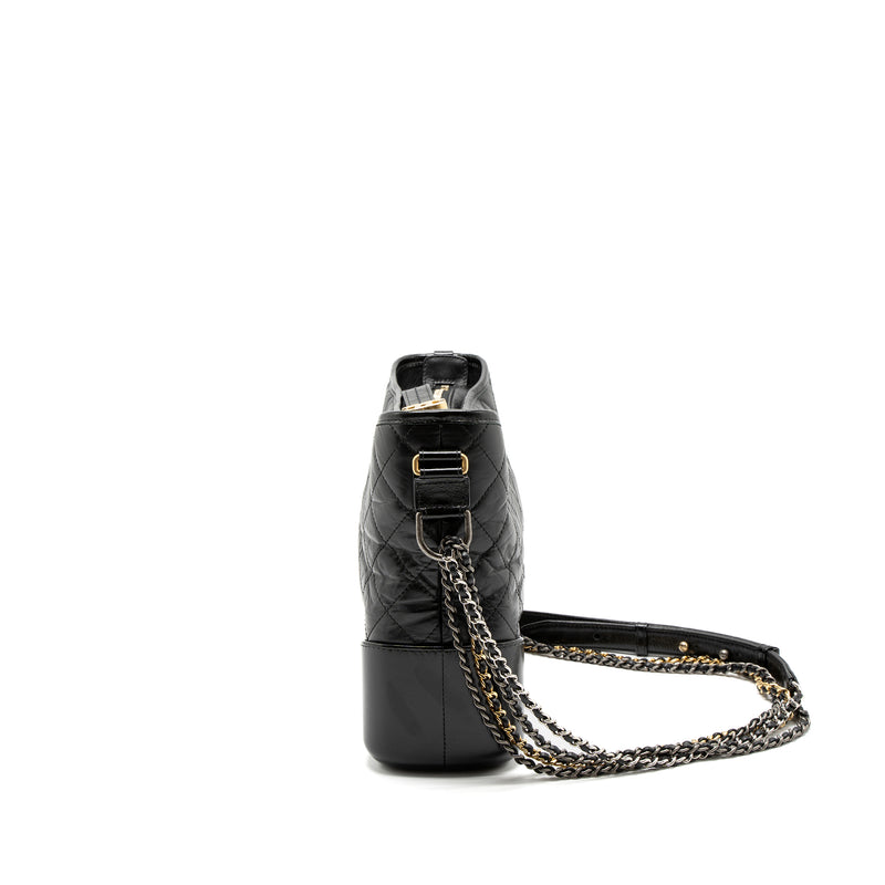 Chanel Large Gabrielle Hobo Bag Aged Calfskin Black Multicolour Hardware