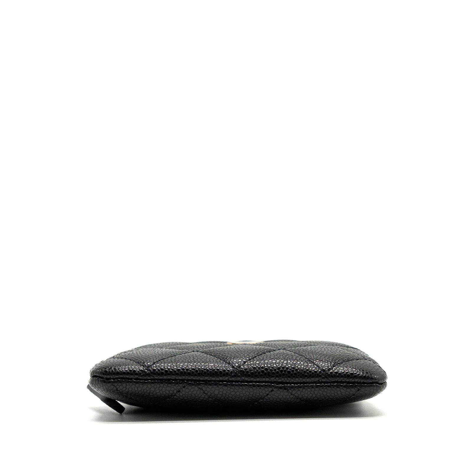 Chanel square zipper pouch card holder caviar black LGHW
