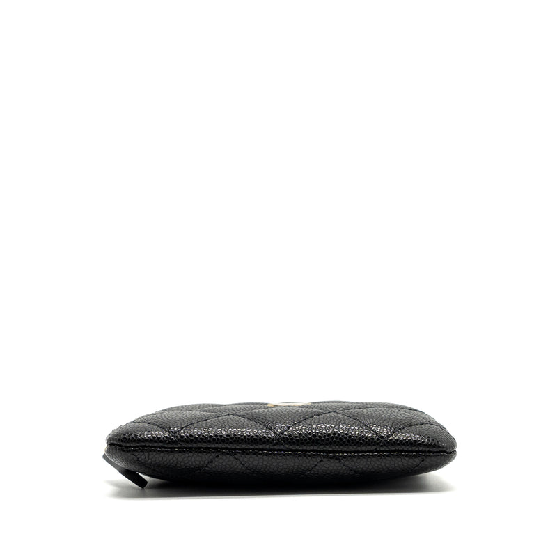 Chanel square zipper pouch card holder caviar black LGHW (Microchip)