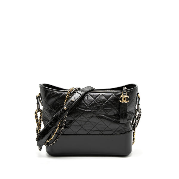 Chanel Large Gabrielle Hobo Bag Aged Calfskin Black Multicolour Hardware