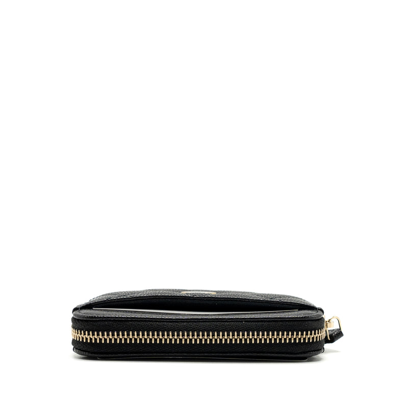 Chanel square zipper pouch card holder caviar black LGHW (Microchip)