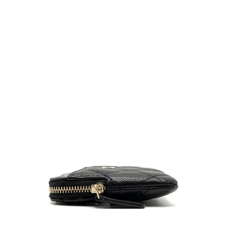 Chanel square zipper pouch card holder caviar black LGHW (Microchip)