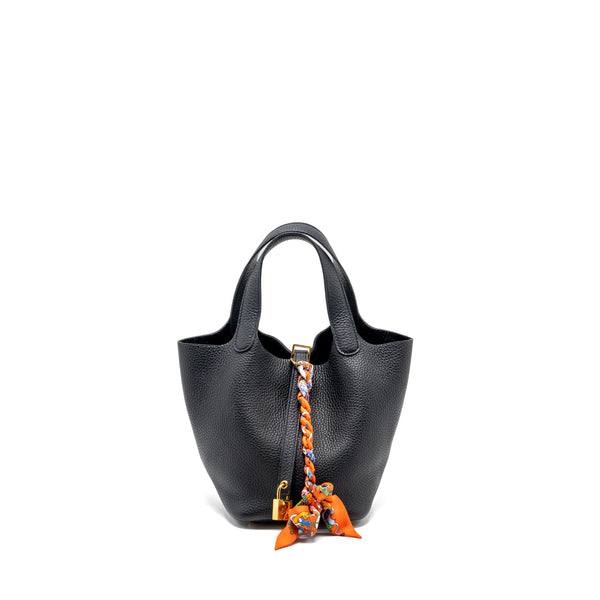 Hermes Picotin 18 Lock Bag Clemence Black GHW Stamp Y