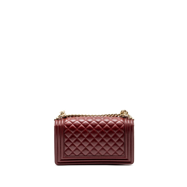 Chanel Medium Boy Bag Lambskin Dark Red LGHW