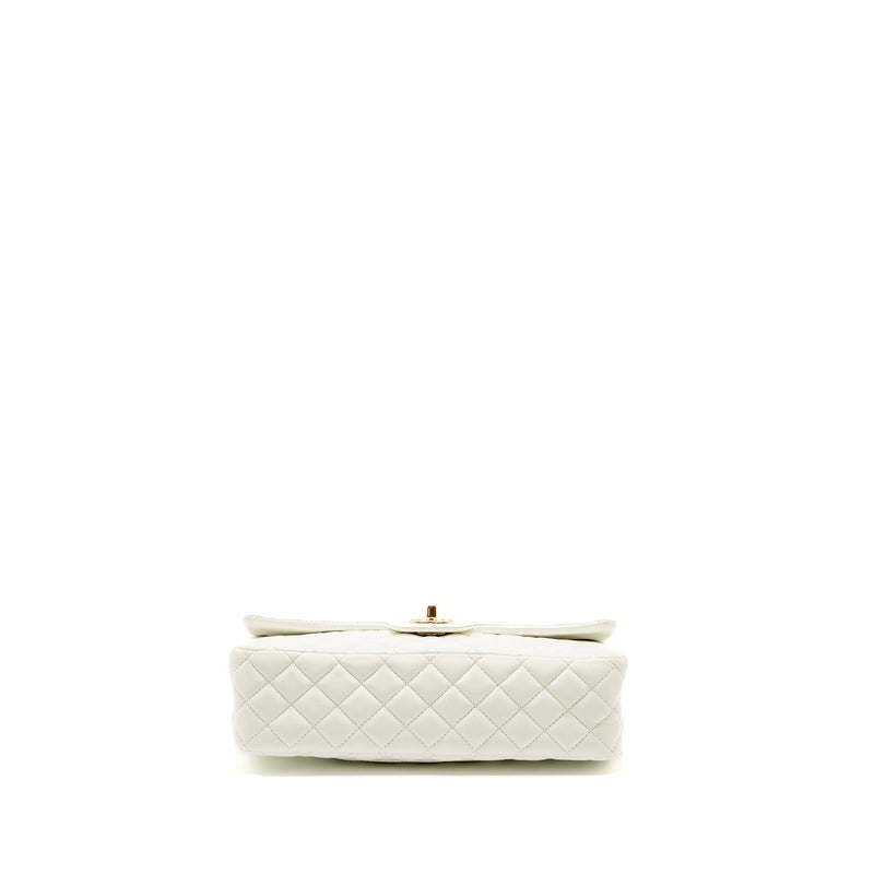 Chanel Quilted Flap Bag with Heart Charm Lambskin White LGHW