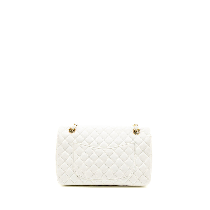 Chanel Quilted Flap Bag with Heart Charm Lambskin White LGHW
