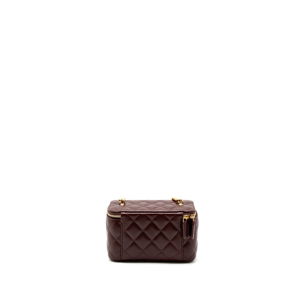 Chanel Long Vanity With Gem Chain Lambskin Burgundy GHW (Microchip)