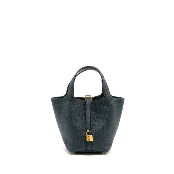 Hermes picotin 18 lock bag clemence vert cypres GHW stamp U