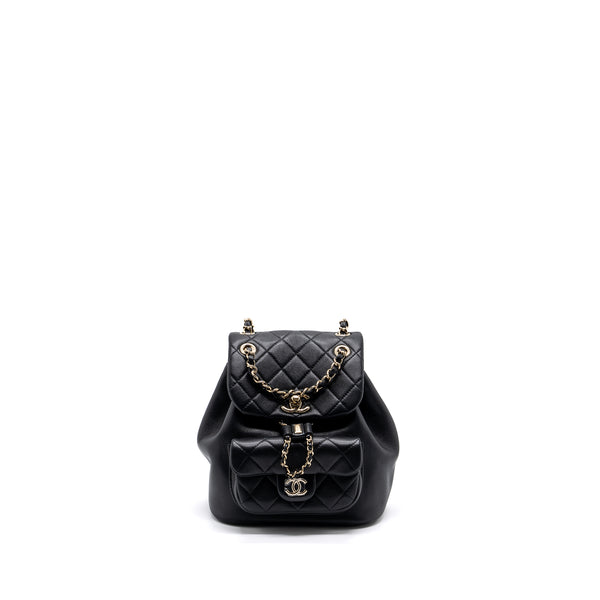 Chanel mini Duma backpack lambskin black LGHW (microchip)