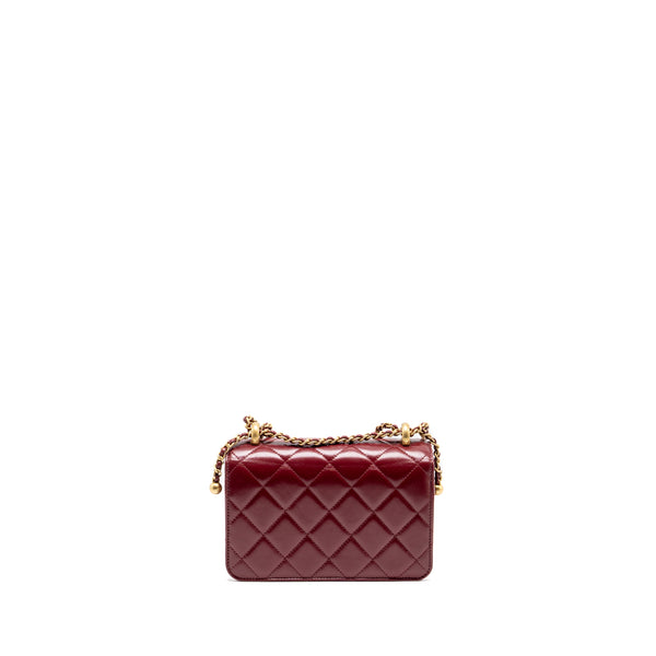 Chanel Gold Crush mini Flap bag Calfskin Red GHW (microchip)