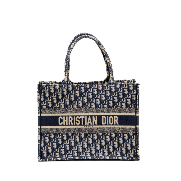 Dior Medium Book Tote Dior Oblique Embroidery Blue