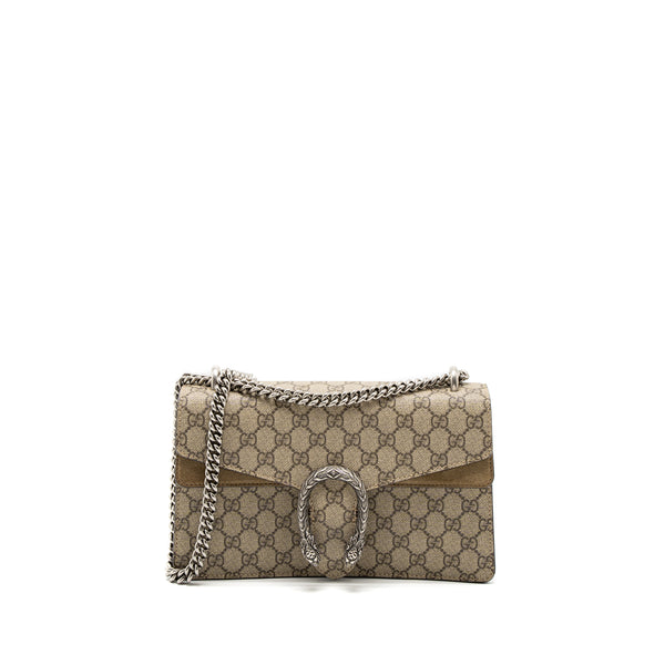 Gucci Small Dionysus Shoulder Bag GG Supreme Canvas/Suede Brown SHW